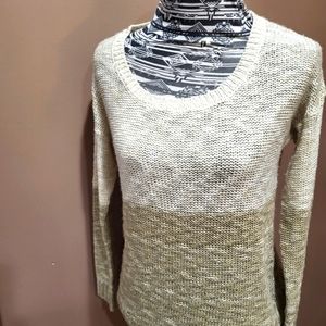 *3/$30 Sale* Miracle City cream and tan lightweight knit long sleeve top